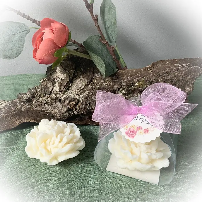 Mărturie lumânare soia bujor coroniță regală organza mov