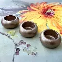 Set trei suporți pentru lumânări rotunzi aurii handmade