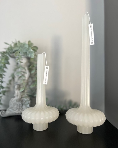 Set două lumânări decorative masă tip vază alb gheață