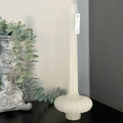 Lumânare decorativă masă tip vază alb gheață mare