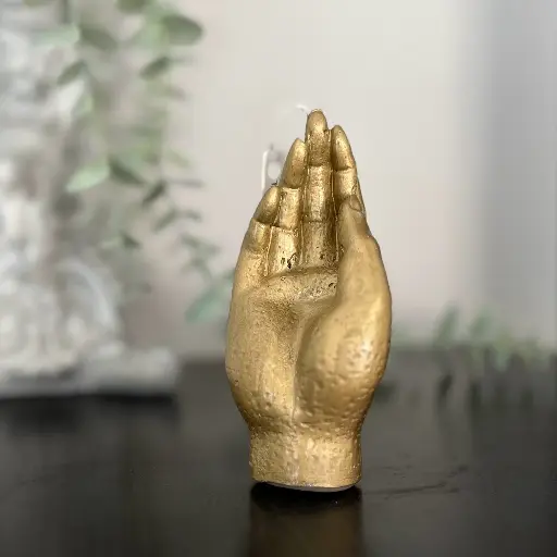 Lumânare parfumată decorativă Mână culoare auriu