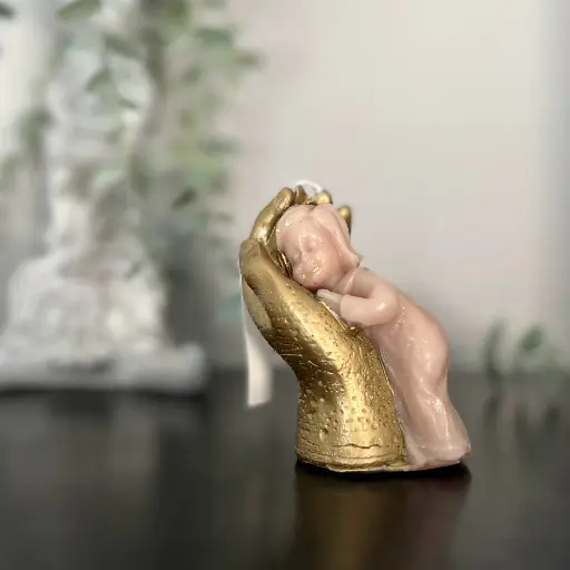 Lumânare parfumată decorativă Mângâiere bej auriu