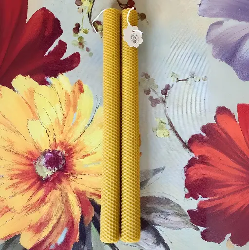 Lumânare botez cununie ceară albine fagure natur 40cm