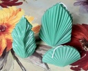 Set trei lumânări decorative parfumate frunză evantai verde