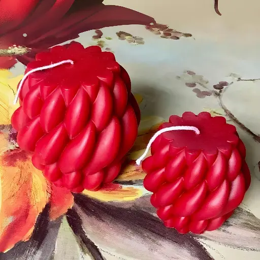 Set două lumânări decorative cilindrice trei inele roșii