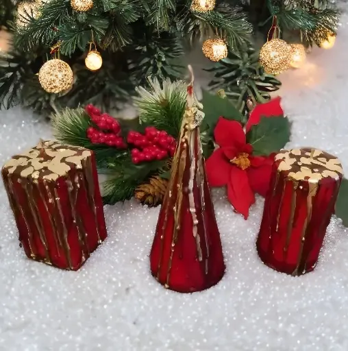 Set 3 Lumânări Crăciun parfum trandafiri vulcan roșu