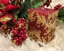 Lumânare decorativă Crăciun trandafiri pictură aurie