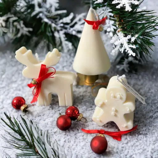 Set 3 Lumânări Crăciun soia – Ren, Brad și Gingerbread
