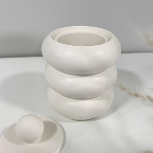 Recipient decorativ cu capac Three Circles Maxi alb