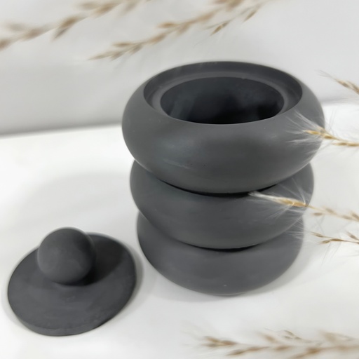 Recipient decorativ cu capac Three Circles Maxi gri