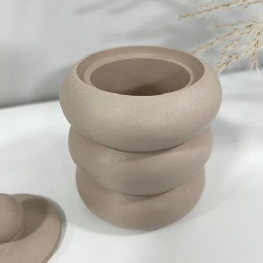 Recipient decorativ cu capac Three Circles Maxi bej