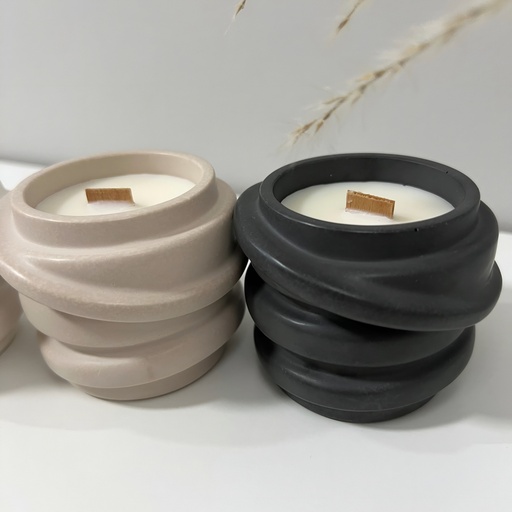 Recipient decorativ minimalist bej spiralat din Jesmonite
