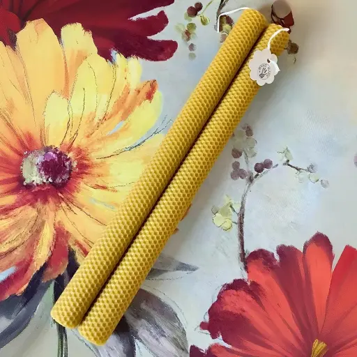 Lumânare botez cununie ceară albine fagure natur 60cm
