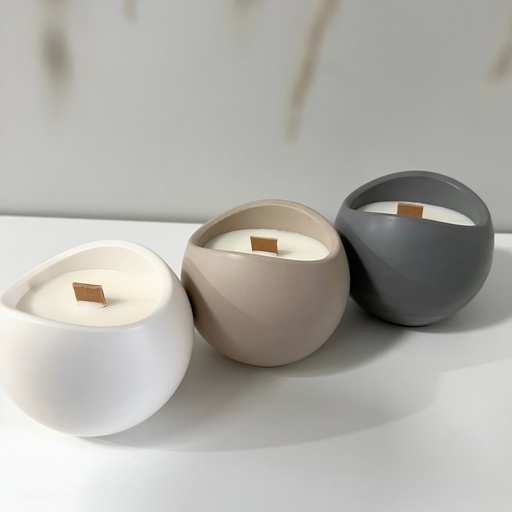 Recipient decorativ lumânări Infinit alb minimalist elegant