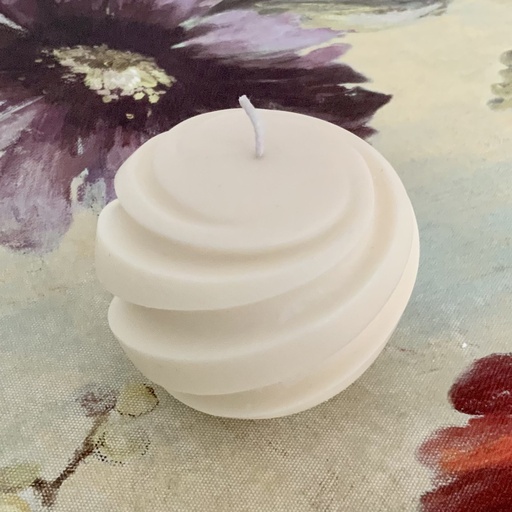 Lumânare glob striat mare ceară soia albă parfum lavandă