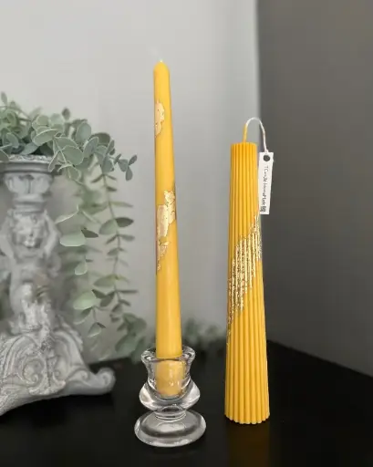 Set lumânări decorative soia duo mix portocaliu auriu
