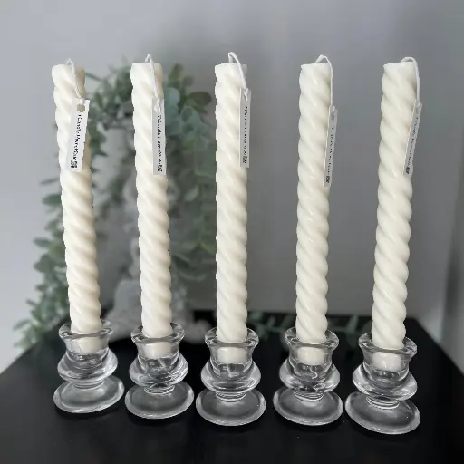 Set 5 lumânări decorative ceară soia cilindrice spirală