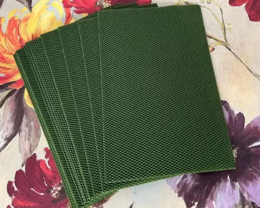 Set zece coli ceară naturală fagure culoare verde ocru